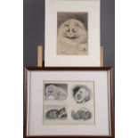 A Louis Wain print, "Milk has gone up in price!", unframed, and another Louis Wain print, "The Cat