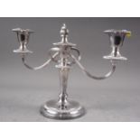 A silver plated three-light candelabrum