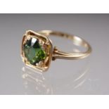 A Victorian 14ct gold ring, set tourmaline, size M, 2.6g