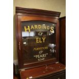 An early 20th century advertising display cabinet enclosed single glazed door, "Hardings of Ely
