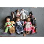 A set of four girl power figures, 4 1/4" high, and a number of character dolls, etc