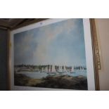 Cavendish Morton: a signed limited edition print, "Hoisting Sail", 3/150, and a coloured print of an