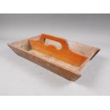 A 19th century oak and pine cutlery tray, 14" x 9"