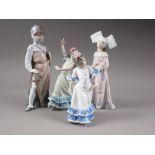 Four Lladro figures, "Medieval Maiden", "Medieval Soldier", "Juanita" and "Lolita", all boxed