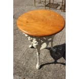 A 19th century cast iron "Britannia", pub table with hardwood top, 24" dia