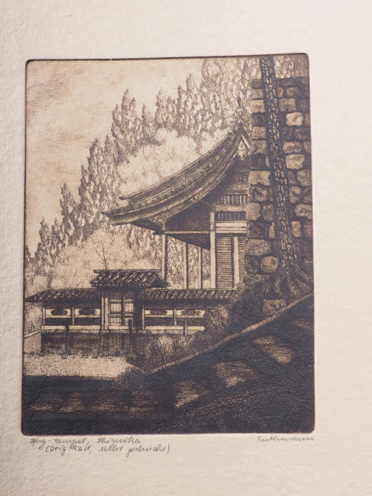 K Hayashi: Five signed etchings, "Maiko Inland Sea", "Akashi Channel Inland Sea 30", Mt Fuji-looking - Image 6 of 9