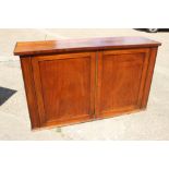 A late 19th century mahogany linen cupboard, enclosed two panel doors, on block base, 66" high x 19"