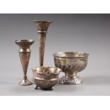 A silver pedestal bowl with half-fluted decoration, a silver sugar bowl (damages), total weight 6.