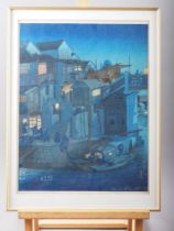Elizabeth Reith: a signed colour woodblock print, "Moonlight Soochow", in gilt frame