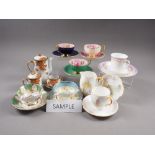 A Shelley part teaset with country garden decoration 16 pieces approx (some damages), three