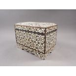 A mother-of-pearl parquetry work jewel casket, 10" wide