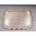 A silver plated two-handled tea tray