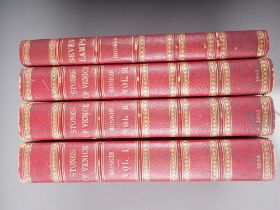 Ruskin: "Stones of Venice", three vols, London 1853, pub Smith Elder & Co, gilt red leather