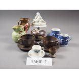 A blue and white part teaset, a studio pottery part coffee set, assorted combination services and