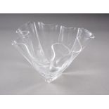 A Steuben clear glass shaped bowl, 7" dia x 5 1/4" high, (was purchased from the Sotheby's "Elton