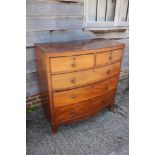 A late 19th century mahogany bowfront chest of two short and three long graduated drawers with brass