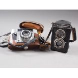 A Voigtlander "Brilliant" camera and an Agfa camera, in travelling case