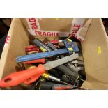 A collection of screwdrivers, adjustable wrenches and files