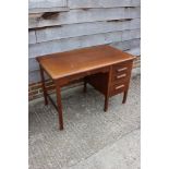 A 1930s mahogany "Abess" three-drawer single pedestal desk, 32" wide x 24" deep x 28" high, an oak