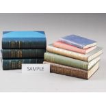 A collection of books, including William Hazlit, twelve vols, in uniform blue quarter bound