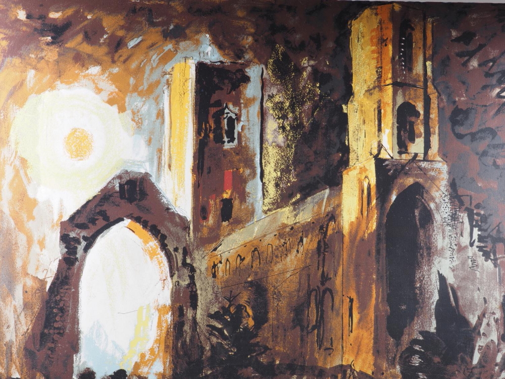 John Piper: a signed print, Wymondham Abbey, in gilt strip frame - Image 2 of 4