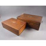 Two oak boxes with hinged lids and lift-out trays