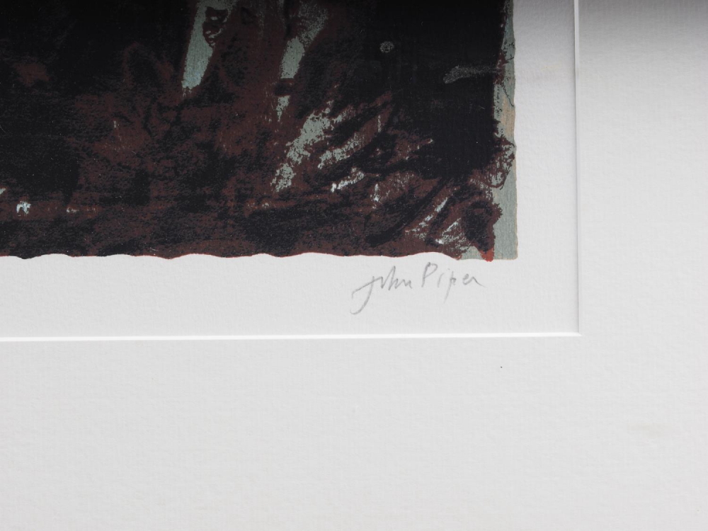 John Piper: a signed print, Wymondham Abbey, in gilt strip frame - Image 3 of 4