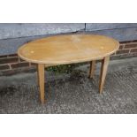 A 1950s oak and boxwood banded oval low occasional table, on square taper supports, 36" wide x 17"