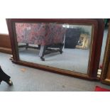 A walnut and line inlaid overmantel mirror, 20" x 32 1/2"