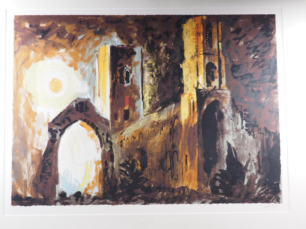 John Piper: a signed print, Wymondham Abbey, in gilt strip frame