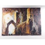 John Piper: a signed print, Wymondham Abbey, in gilt strip frame