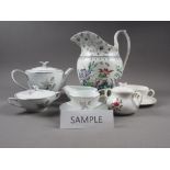 A Royal Doulton "Sweetheart Rose" pattern teaset, a Noritake "Margot" part teaset, a white glazed