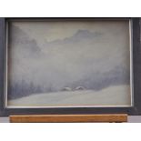 L G Linnel: watercolours, coastal scene with sand dunes, 6 1/4" x 17", in strip frame, a winter