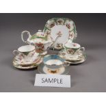 A Grosvenor "Rutland" pattern bone china part teaset for six, an Aynsley bone china floral decorate