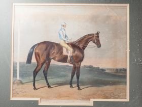 Two 19th century coloured aquatints, racehorses, in gilt frames