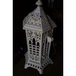 A 19th century hexagonal room heater of Gothic design, 26" high (now converted to a lamp)