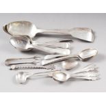 A Georgian tablespoon, five matching teaspoons, a mustard spoon and other items, 13.5 oz troy approx