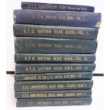 Cyclists' Touring Club Road Books. Nine octavo volumes in limp cloth bindings, all somewhat used,