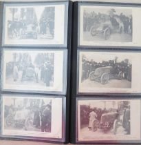 1903 Course de Paris-Madrid. A tall, vertical format album holding circa 68 postcard size images,