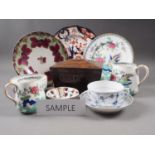 A Crown Staffordshire for T Goode & Son Hoho bird decorated milk jug and sugar bowl, five matching