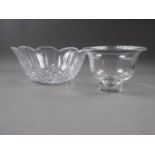 A Waterford cut crystal fruit bowl, 9" high, in original box, and a Steuben glass bowl, in