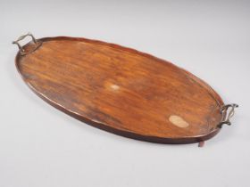 An early 20th century oval two-handle gallery tray, 28" wide