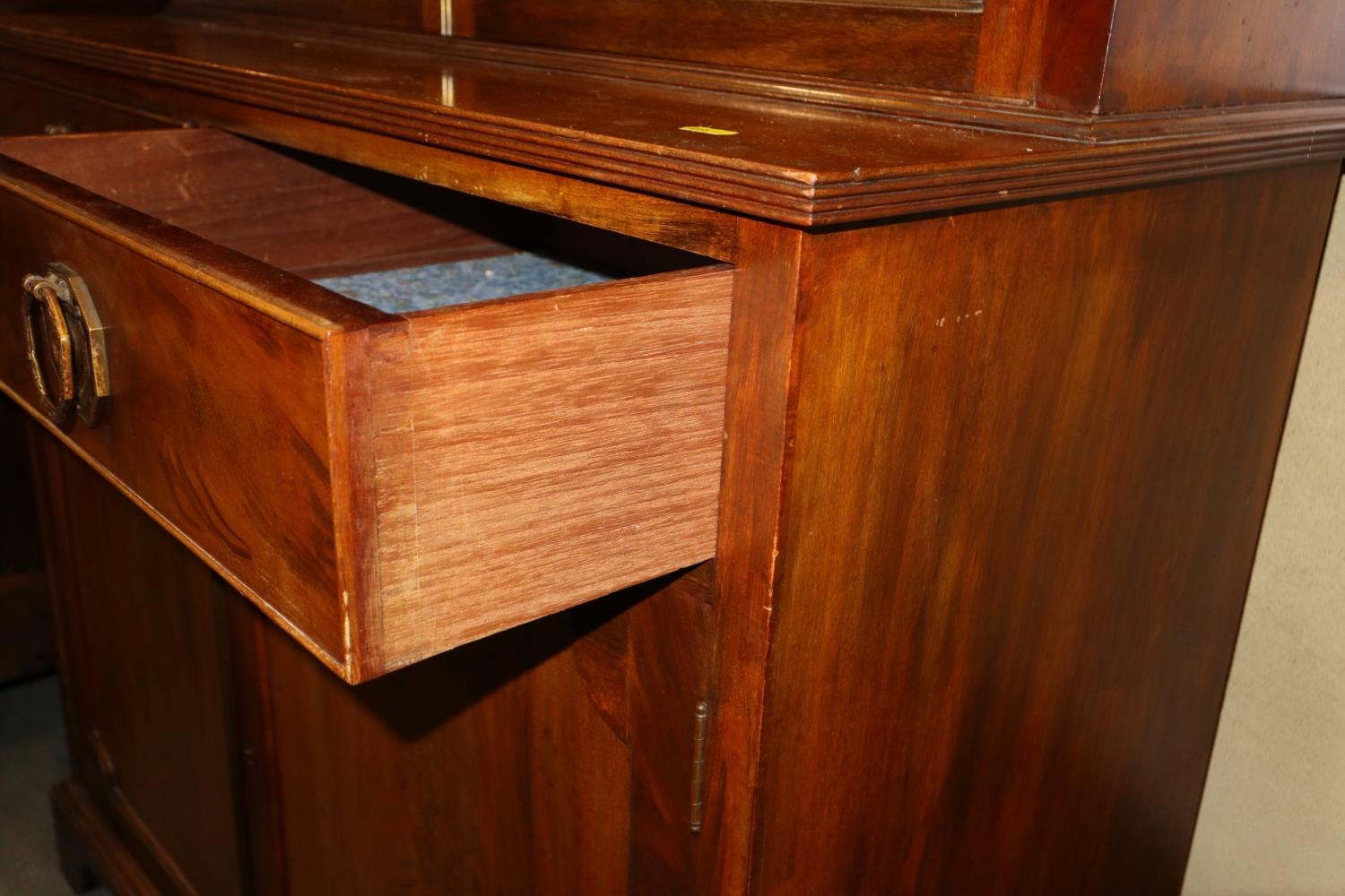 A 19th century mahogany bookcase, the upper section enclosed Gothic lattice glazed doors, over two - Image 3 of 4