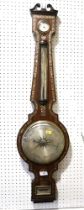 A 19th century rosewood and mother-of-pearl inlaid banjo barometer, thermometer, hydrometer and