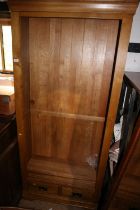 A modern oak open bookcase, fitted two drawers, 35" wide x 13" deep x 75" high