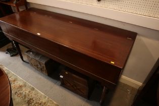 An early 19th century mahogany box and ebony strung square piano case, on reeded castored