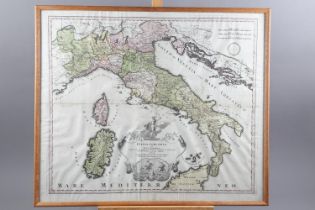 A pair of 18th century maps, Italy and France, in strip frames