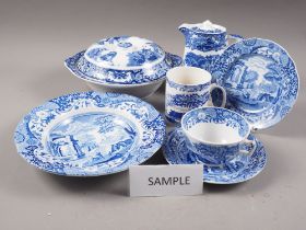 Three Spode Italian mugs, fifteen other pieces of Spode Italian, and other blue and white china