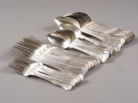 A quantity of French silver cutlery, including table spoons and forks and dessert spoons and