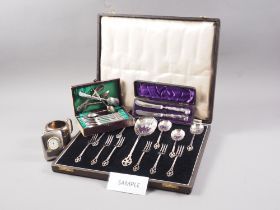 A quantity of loose silver plated cutlery, boxed cutlery, horse brasses and other items